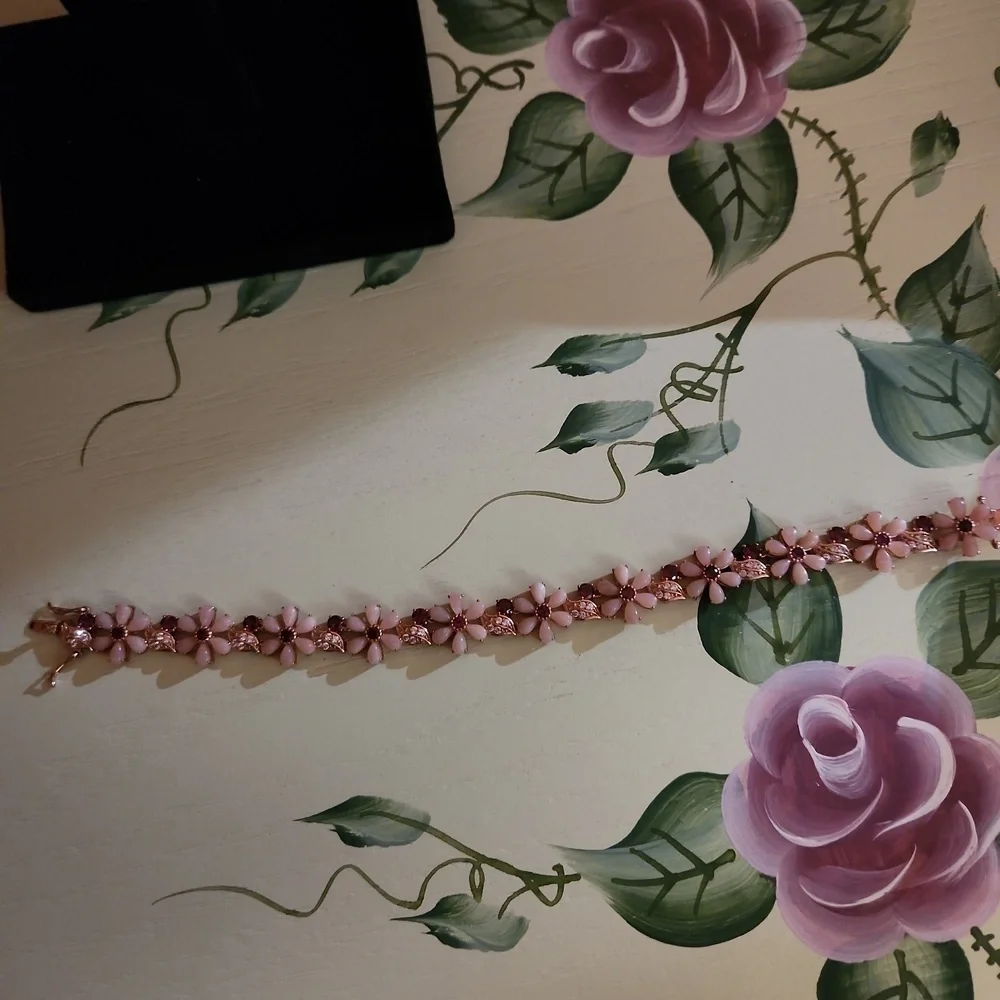 JTV Pink Opal 18k Rose Gold Over Sterling Silver Bracelet - Picture 7 of 11